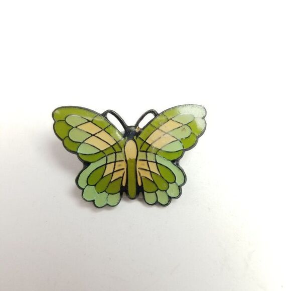 Vintage Little Green Enamel Butterfly Brooch, Unique Design, Retro Estate - Picture 5 of 5